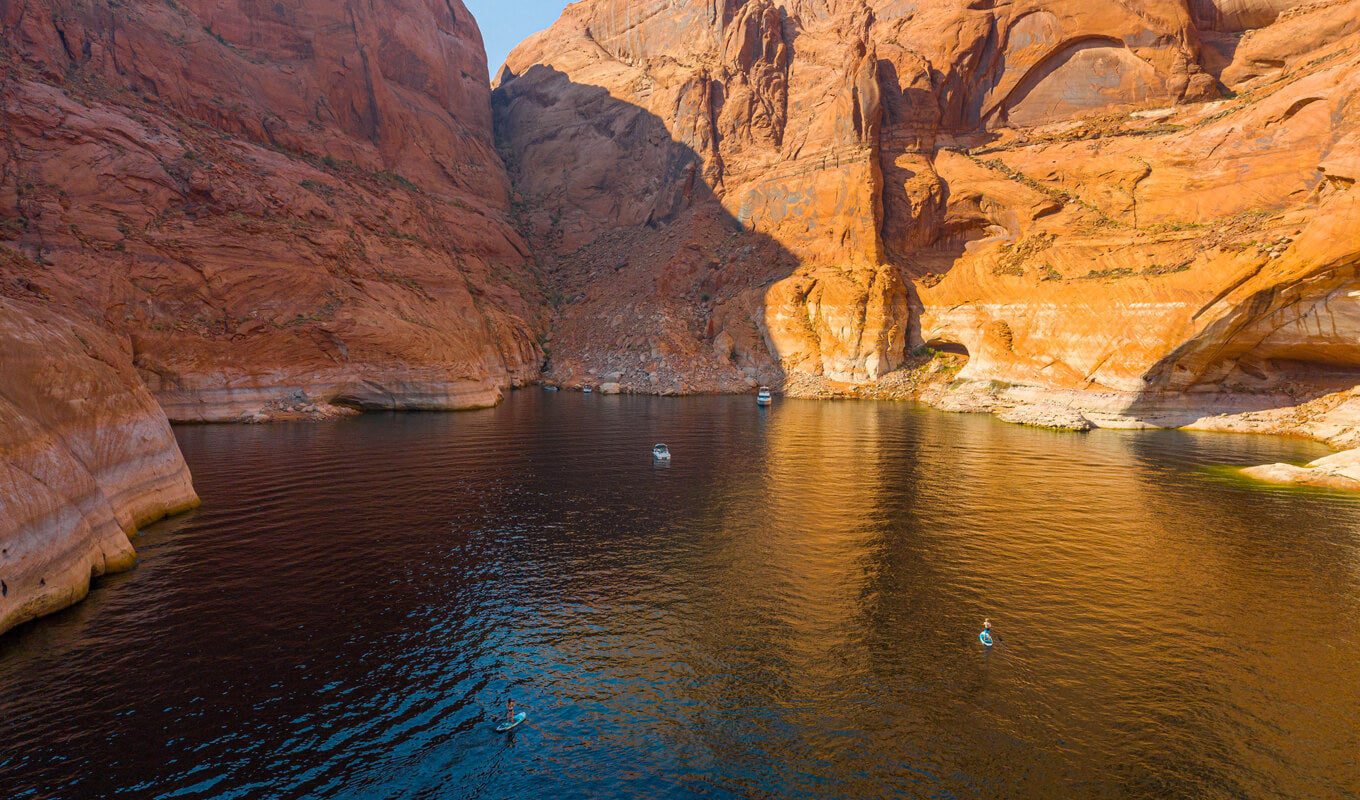 two paddle boarders in Lake Powell