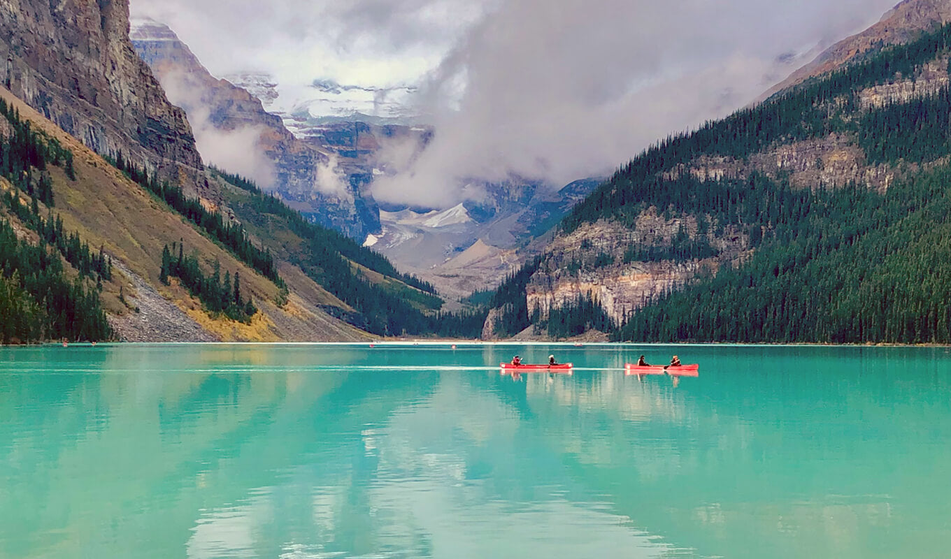 Beautiful iconic Lake Louise in Banff National Park, Alberta Canada