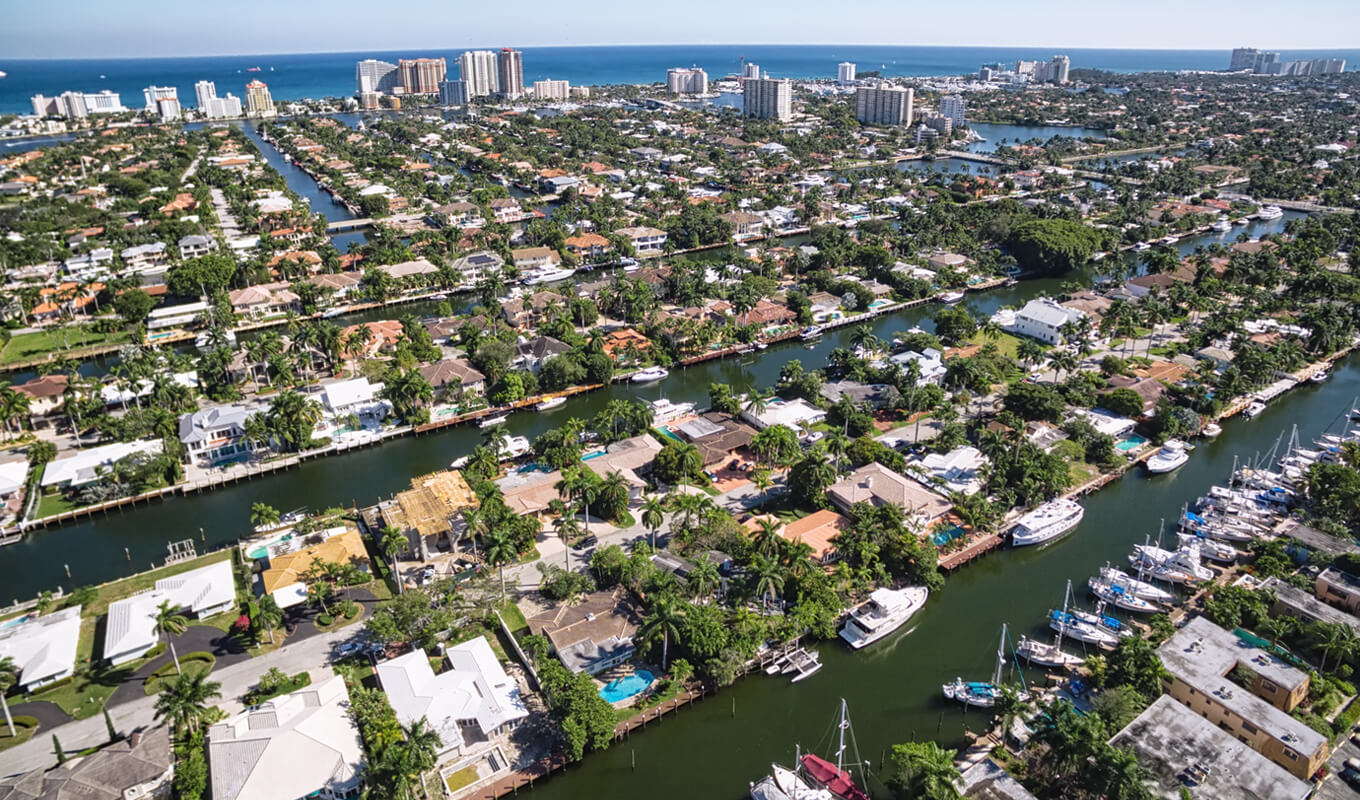 Aerial view of Fort Lauderdale Las Olas Isles