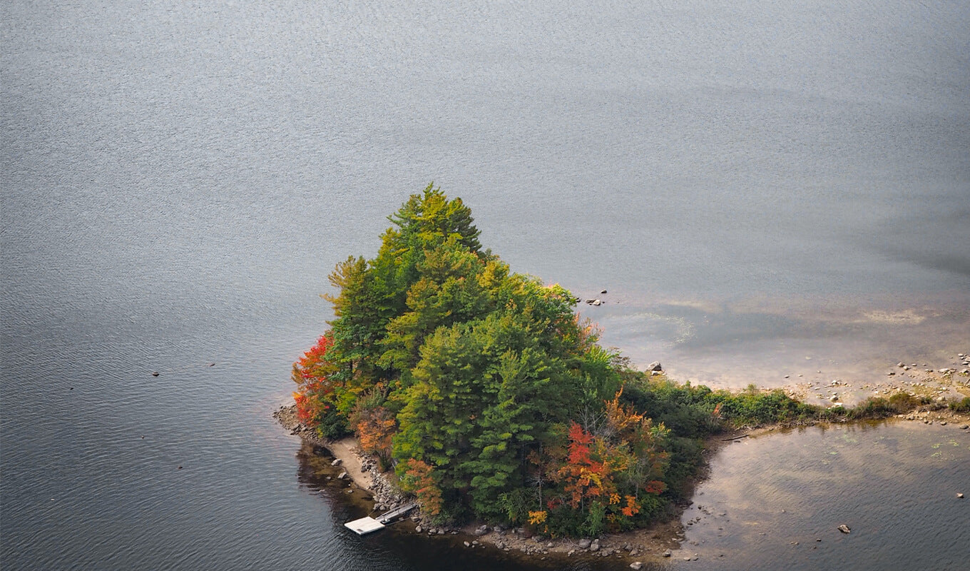 Foresty island at Megunticook Lake