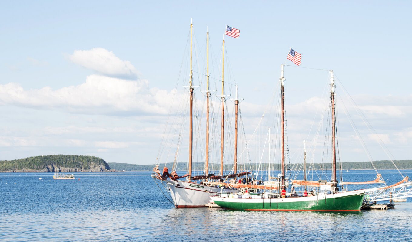 Boote im Hafen von Pemaquid, Maine