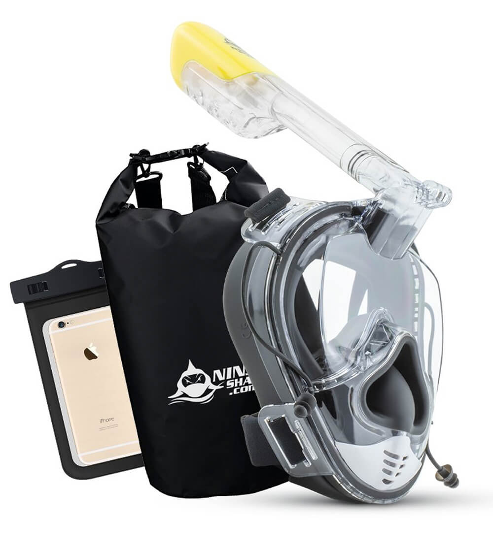 Ninja Shark Anti-Fog & Anti-Leak Snorkel Mask Full Face Set