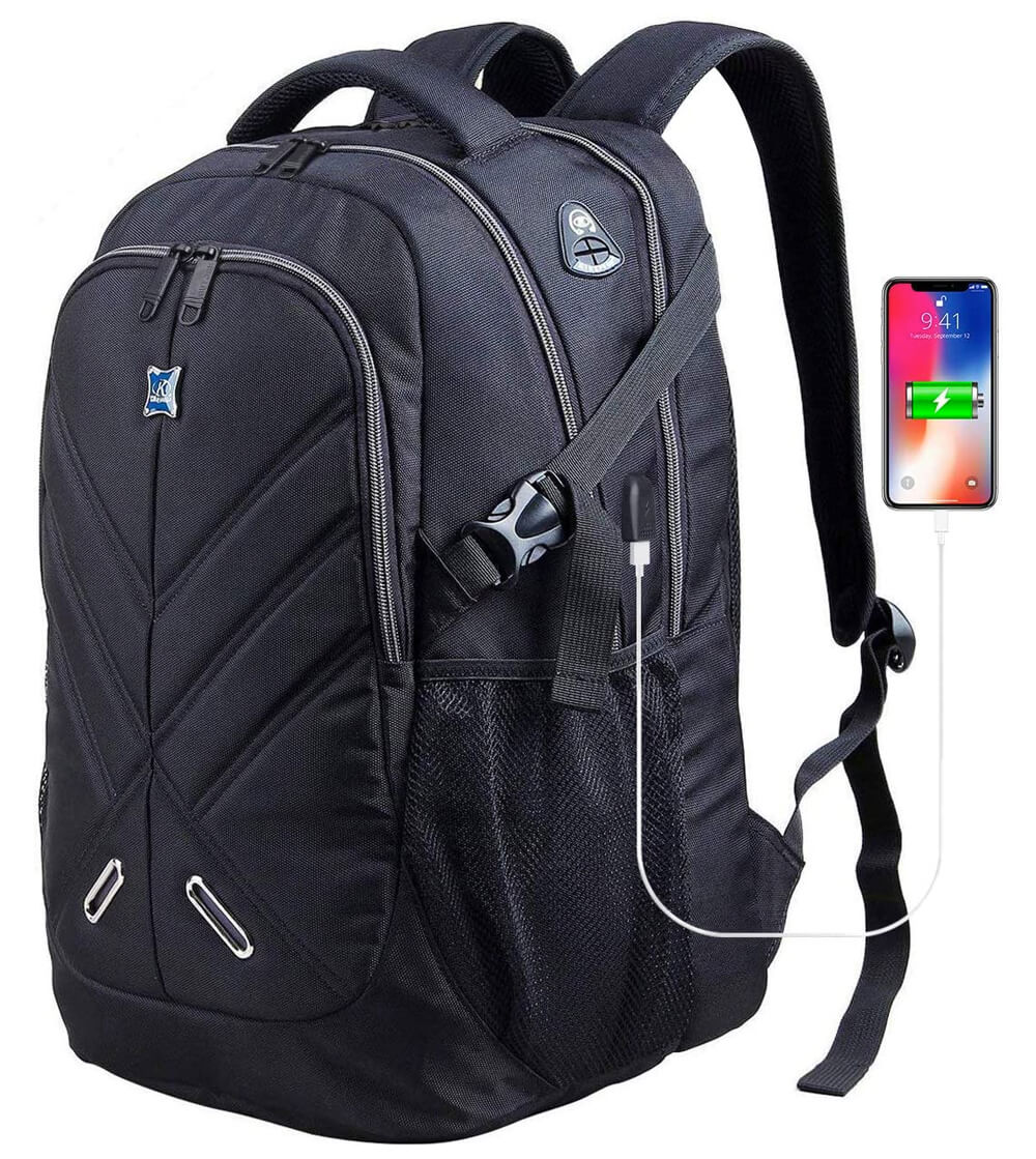 Outjoy 17in laptop backpack with rain cover usb port