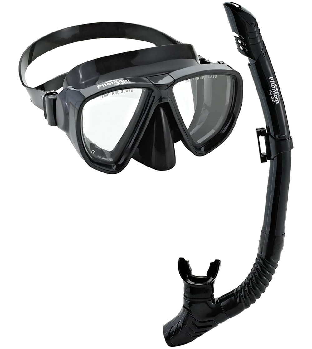 Black phantom aquatics snorkeling mask set