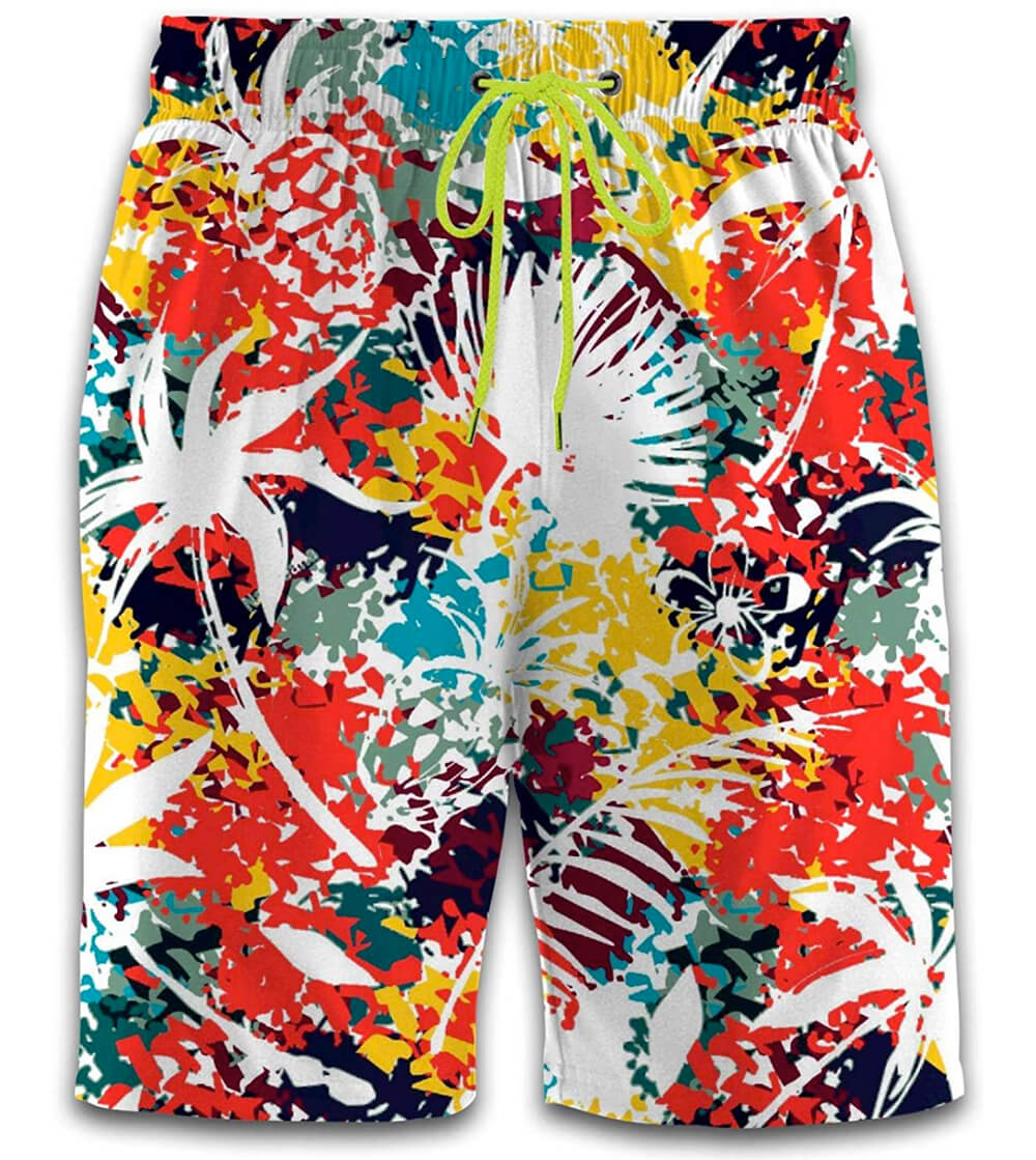 Men's drawstring swim shorts with pineapples print