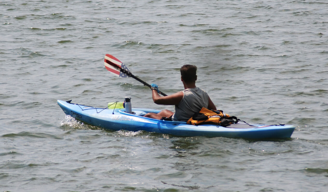 Sit inside blue kayak