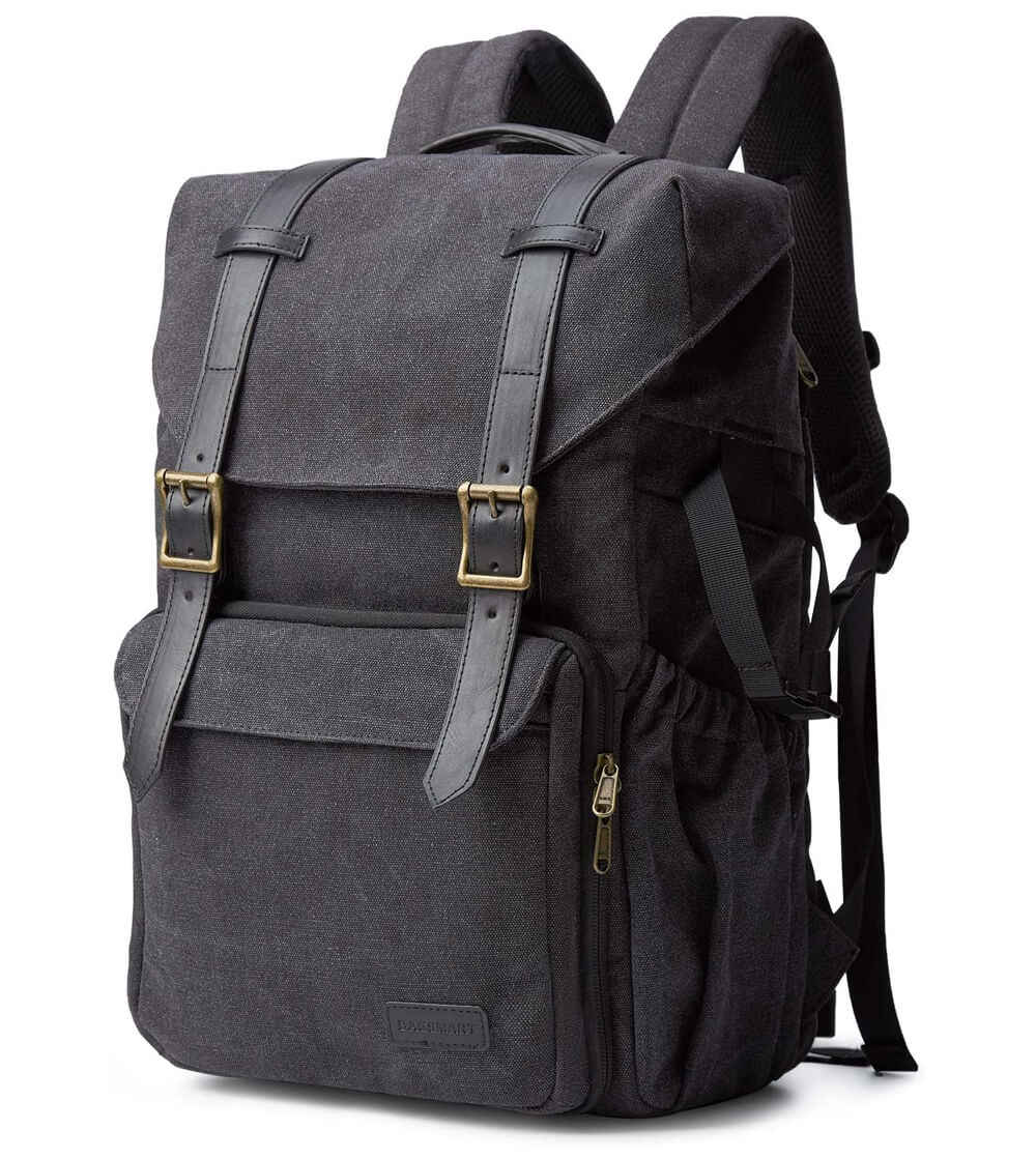 Black waterproof camera backpack by Bagsmart