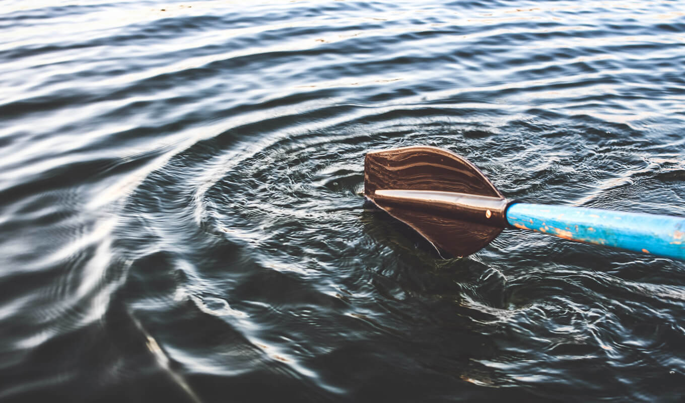 Kayak paddle on the waters