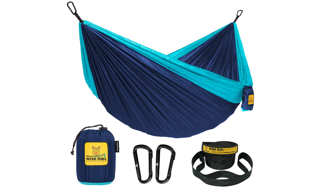 Wise Owl Outfitters Camping Hammock, Navy and Blue