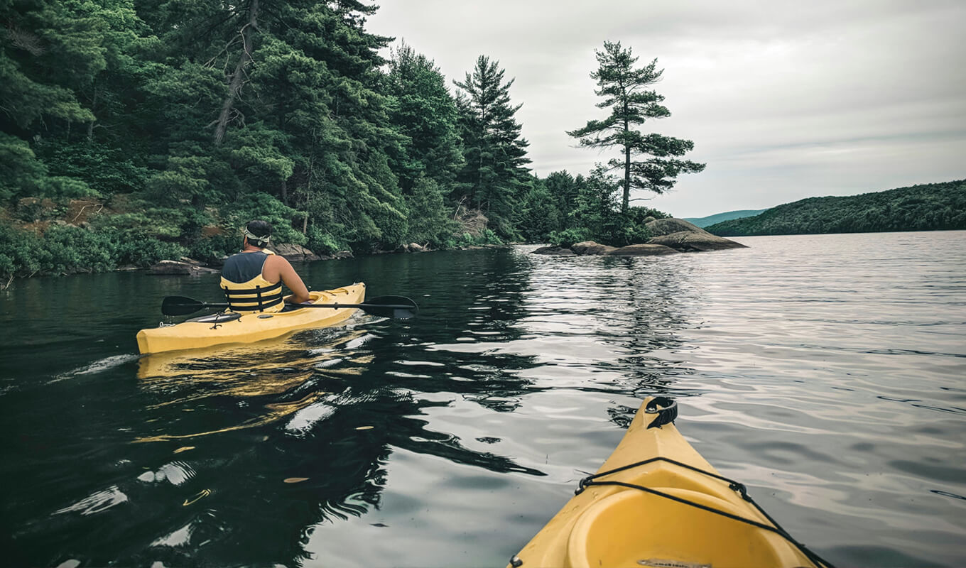 two kayakers on the lake