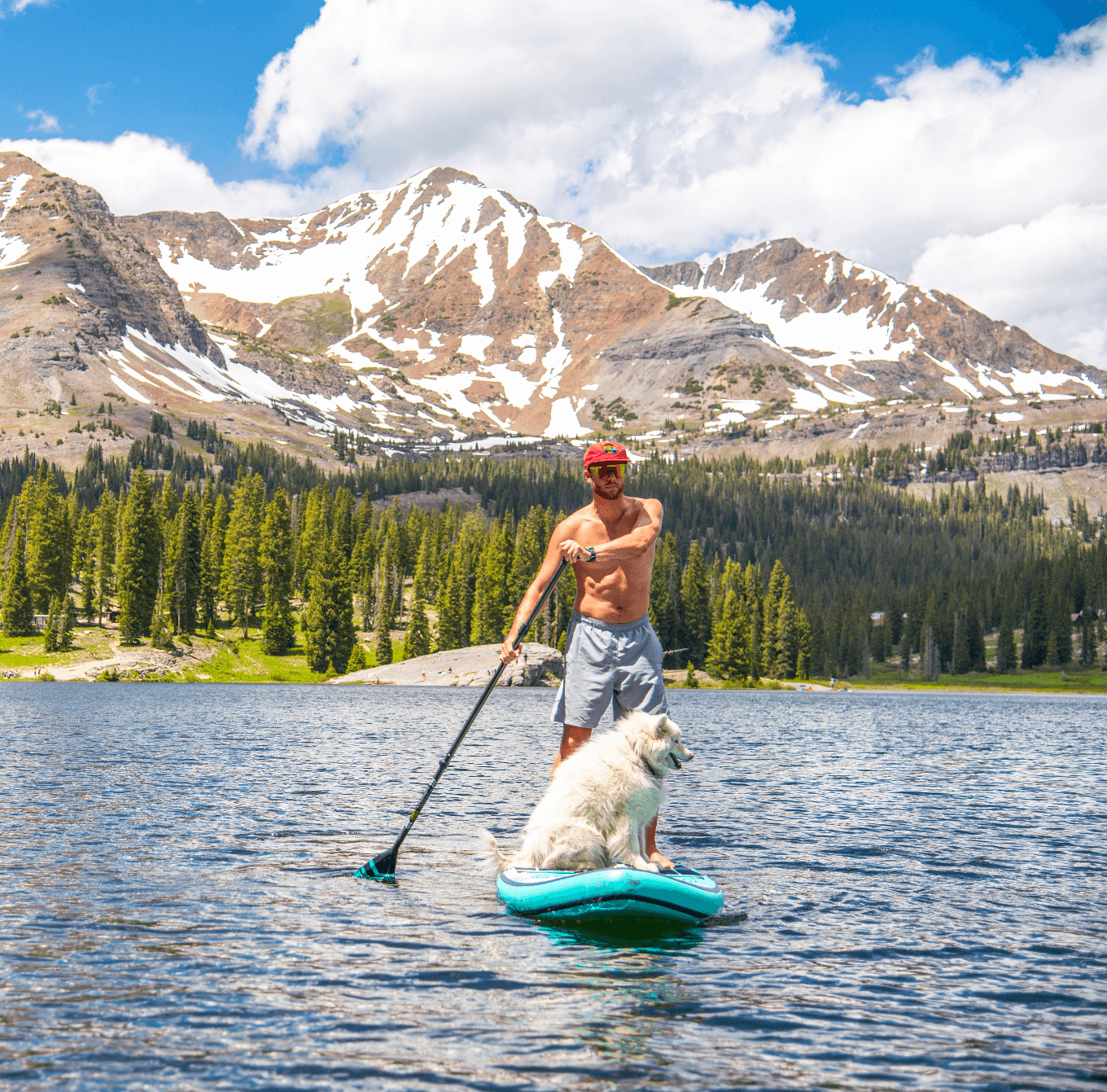 paddling with dog