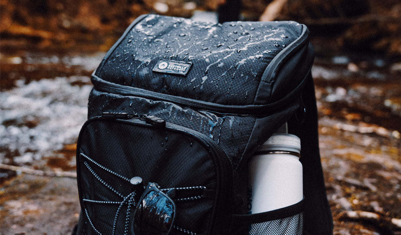 Black waterproof cooler backpack