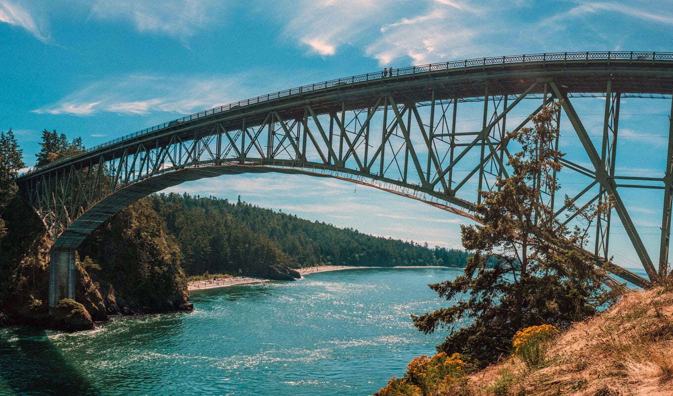 A bridge spanning over a river