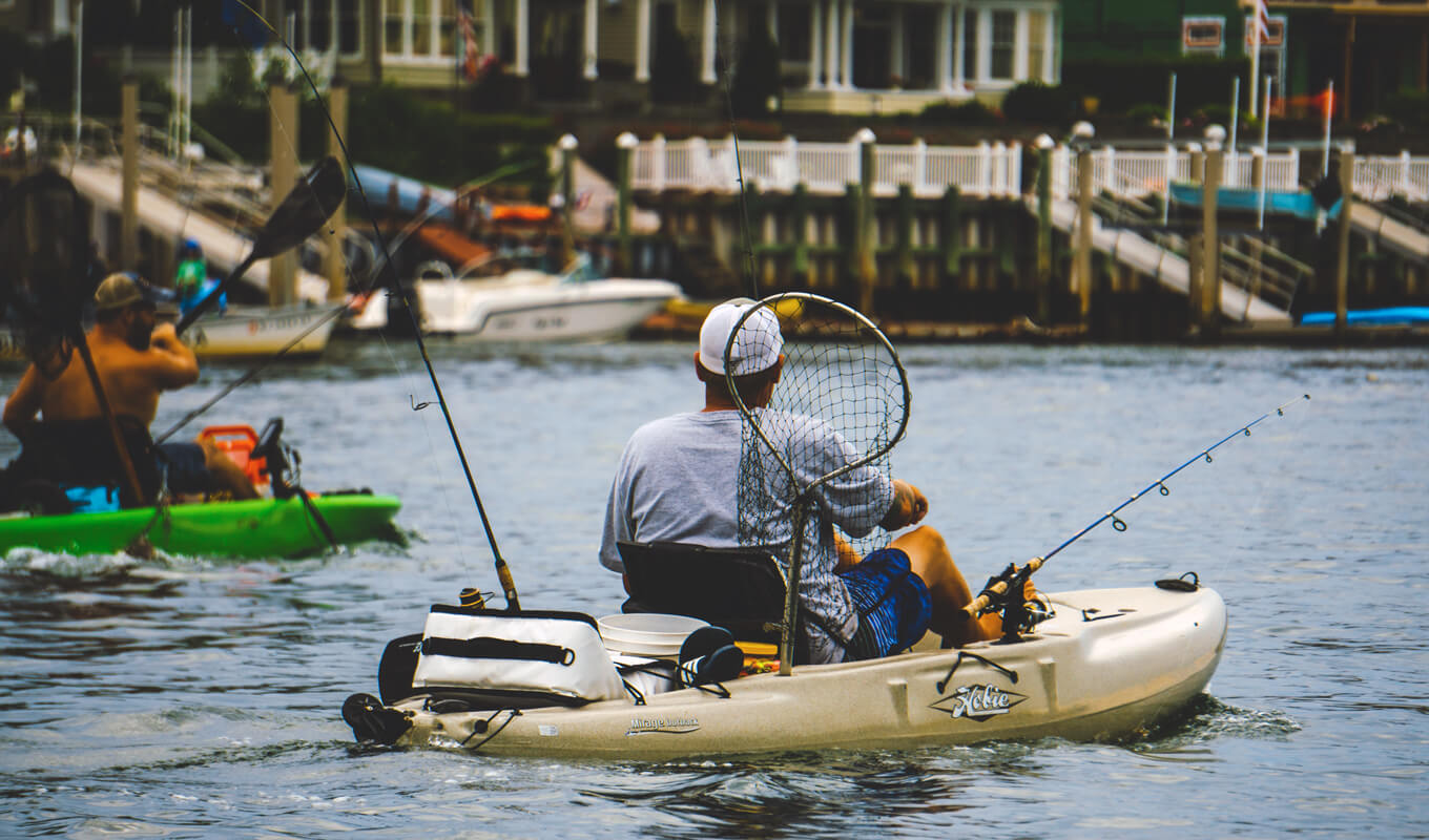 Man fishing on a sit in kayak