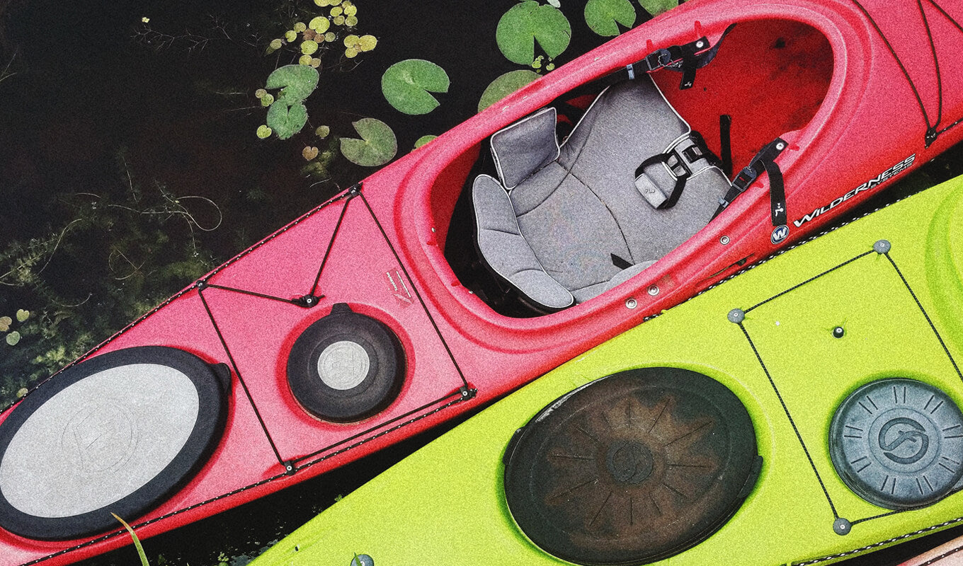 Red sit in kayak interior
