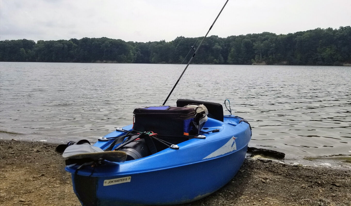 Blue kayak use for fishing