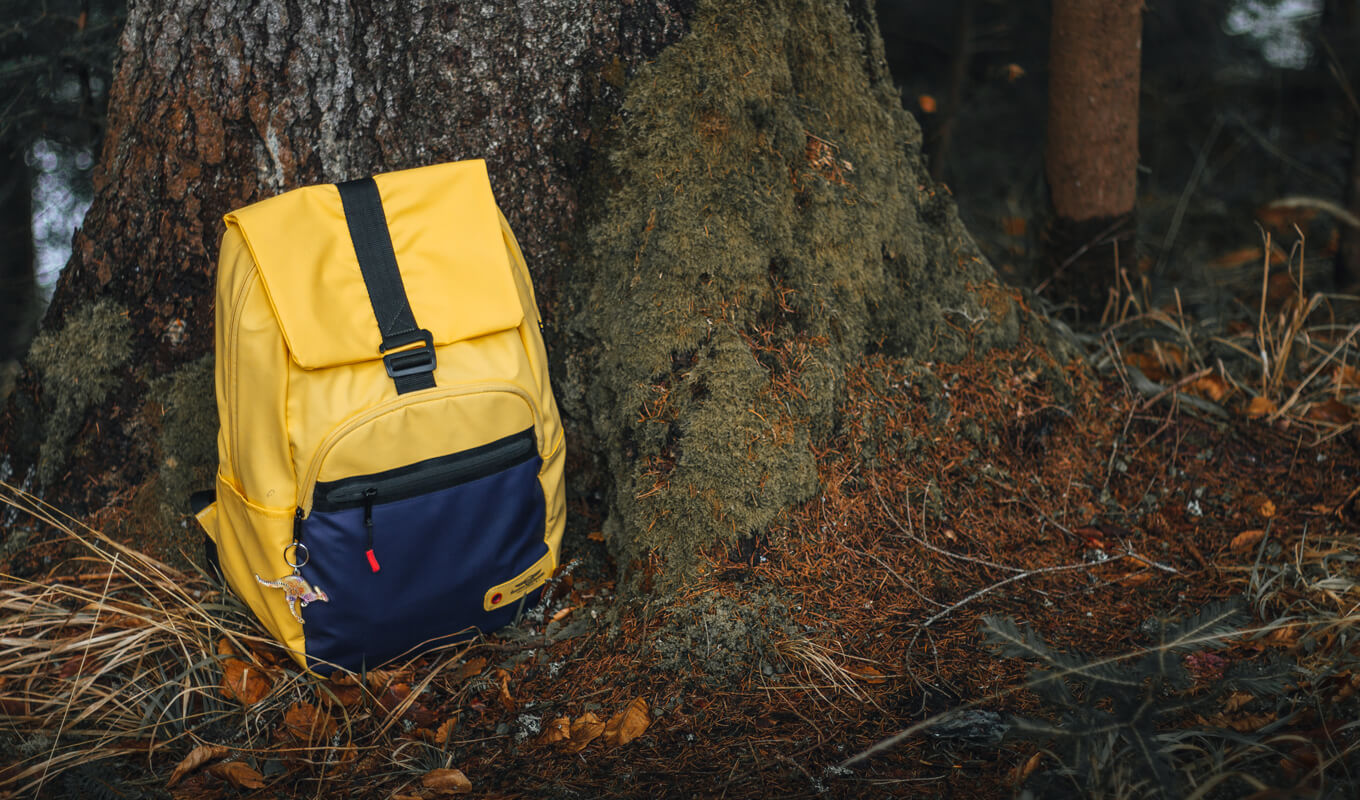 Yellow waterproof laptop backpack