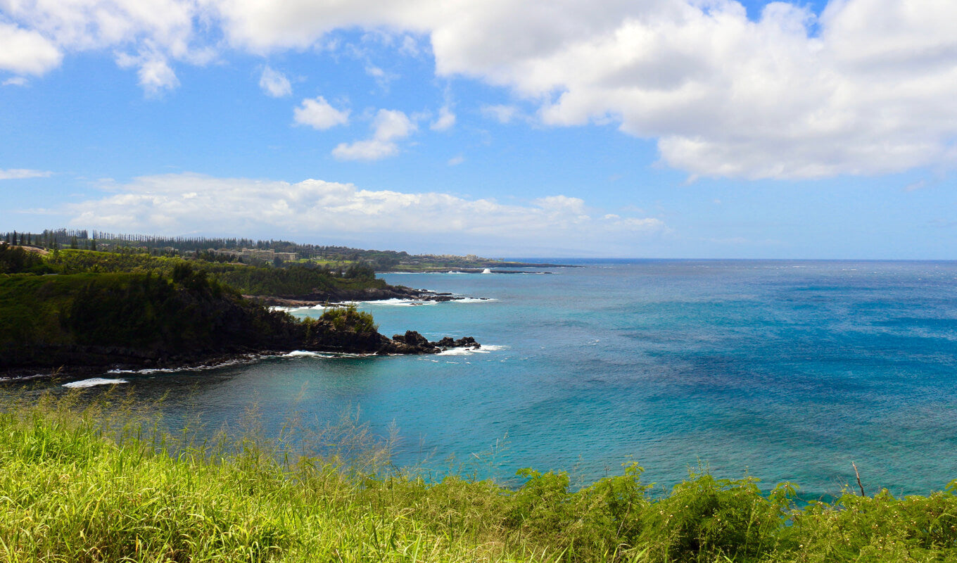 Landschaft der Bucht von Honolua, Maui Hawaii