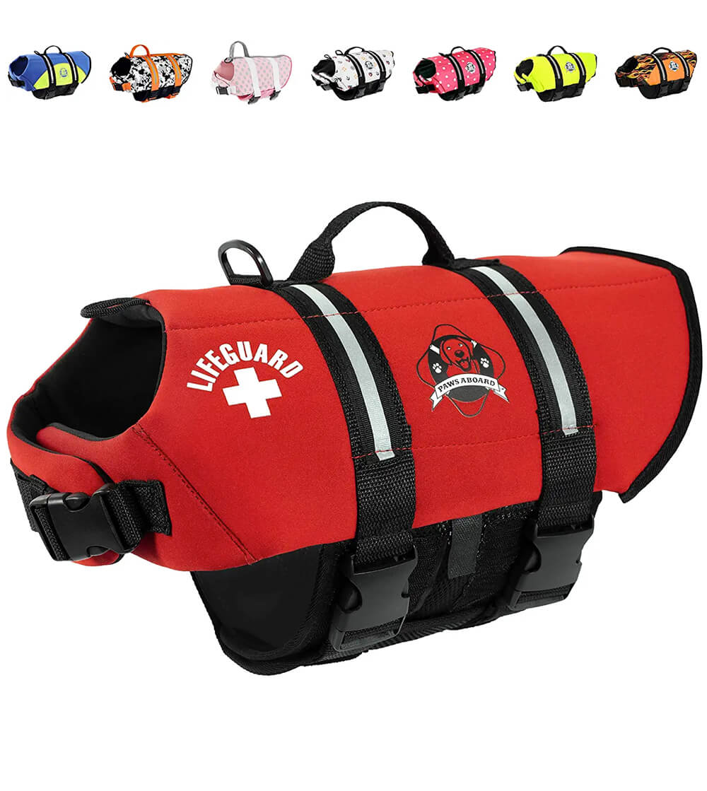 Paws aboard red neoprene life cat life jacket