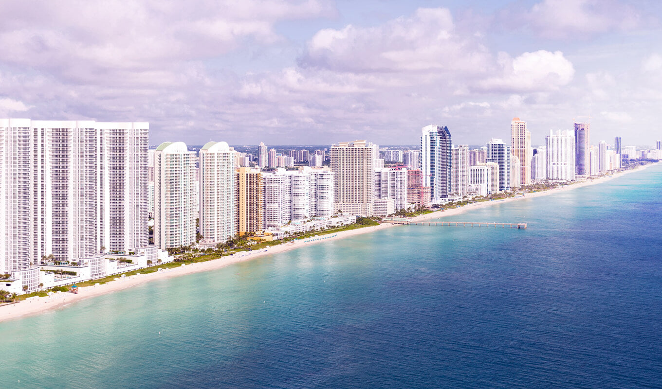 Aerial view of miami city skyline