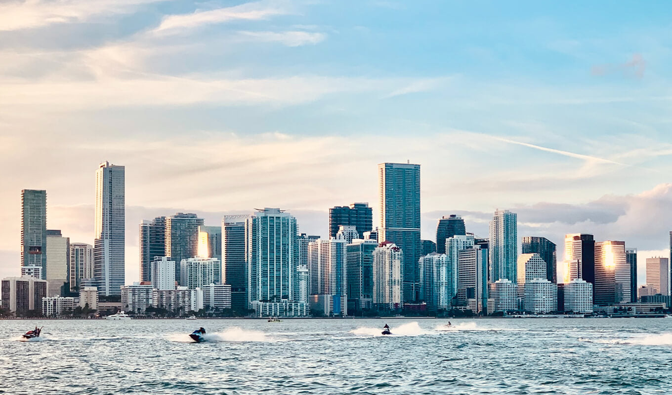 Miami city skyline of Virginia key