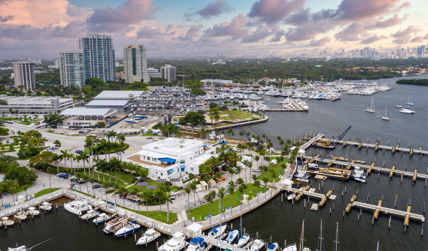 Aerial view of coconut grove at west island