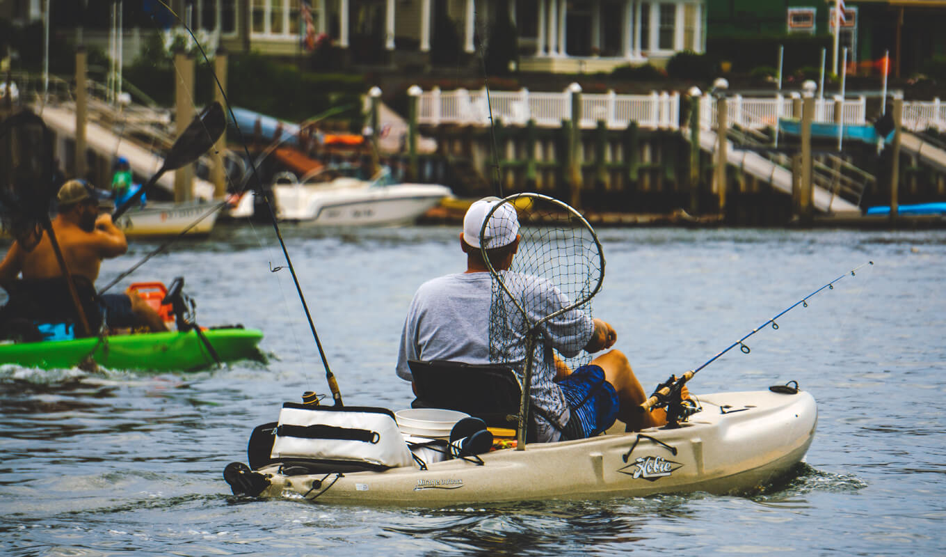 Man pedal drive fishing kayaks