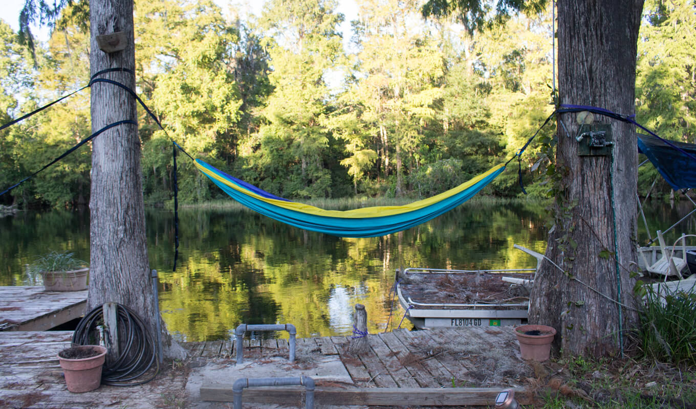 Hammock and a boat dock in Rainbow river