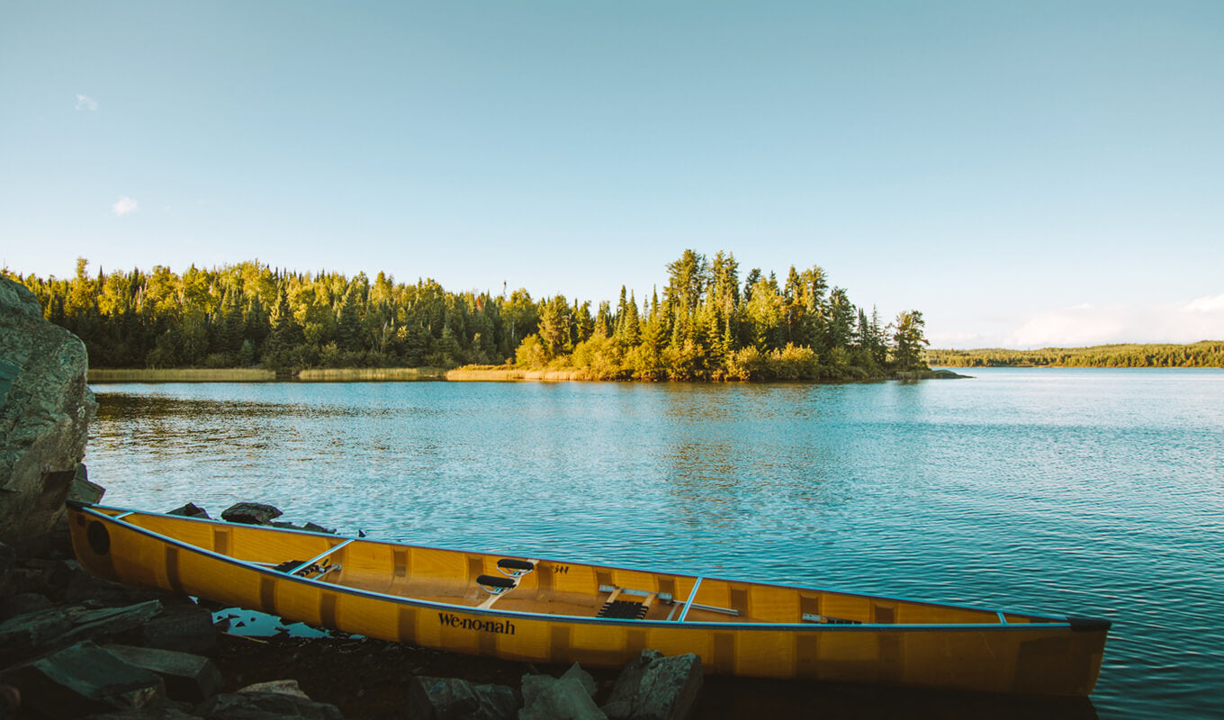 Yellow canoe at sibley state park