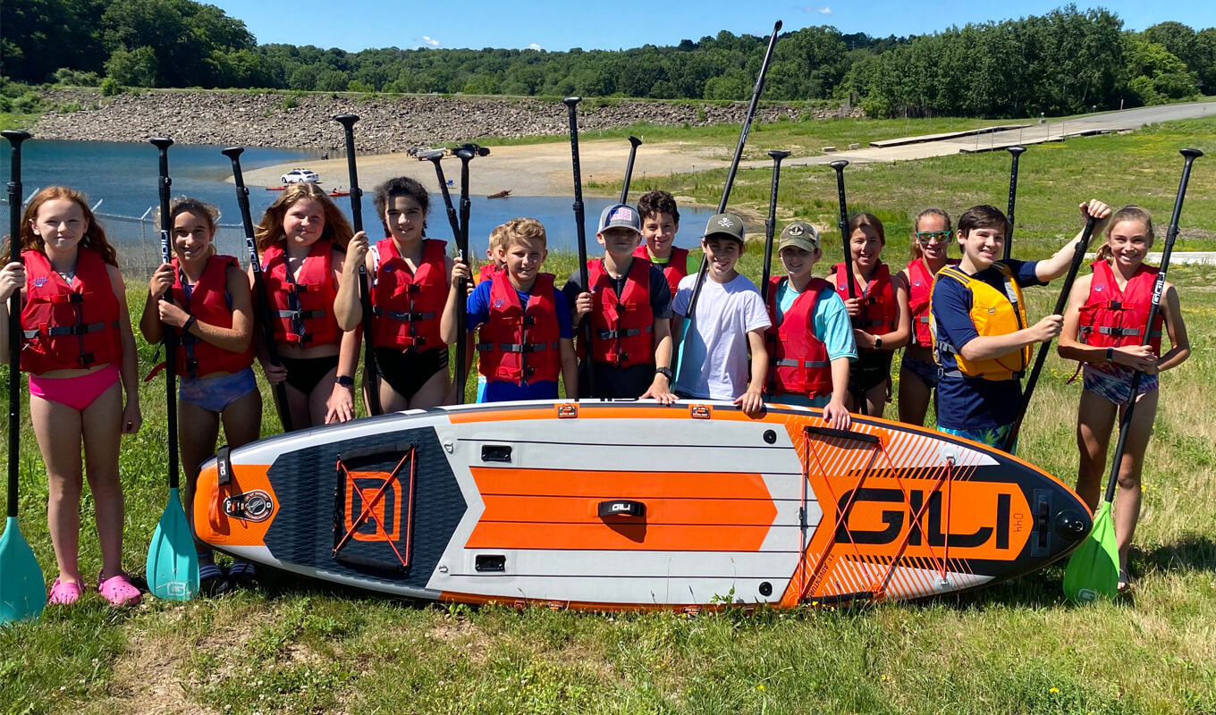 Kids at Pennigton Summer Camp with GILI inflatable paddle boards