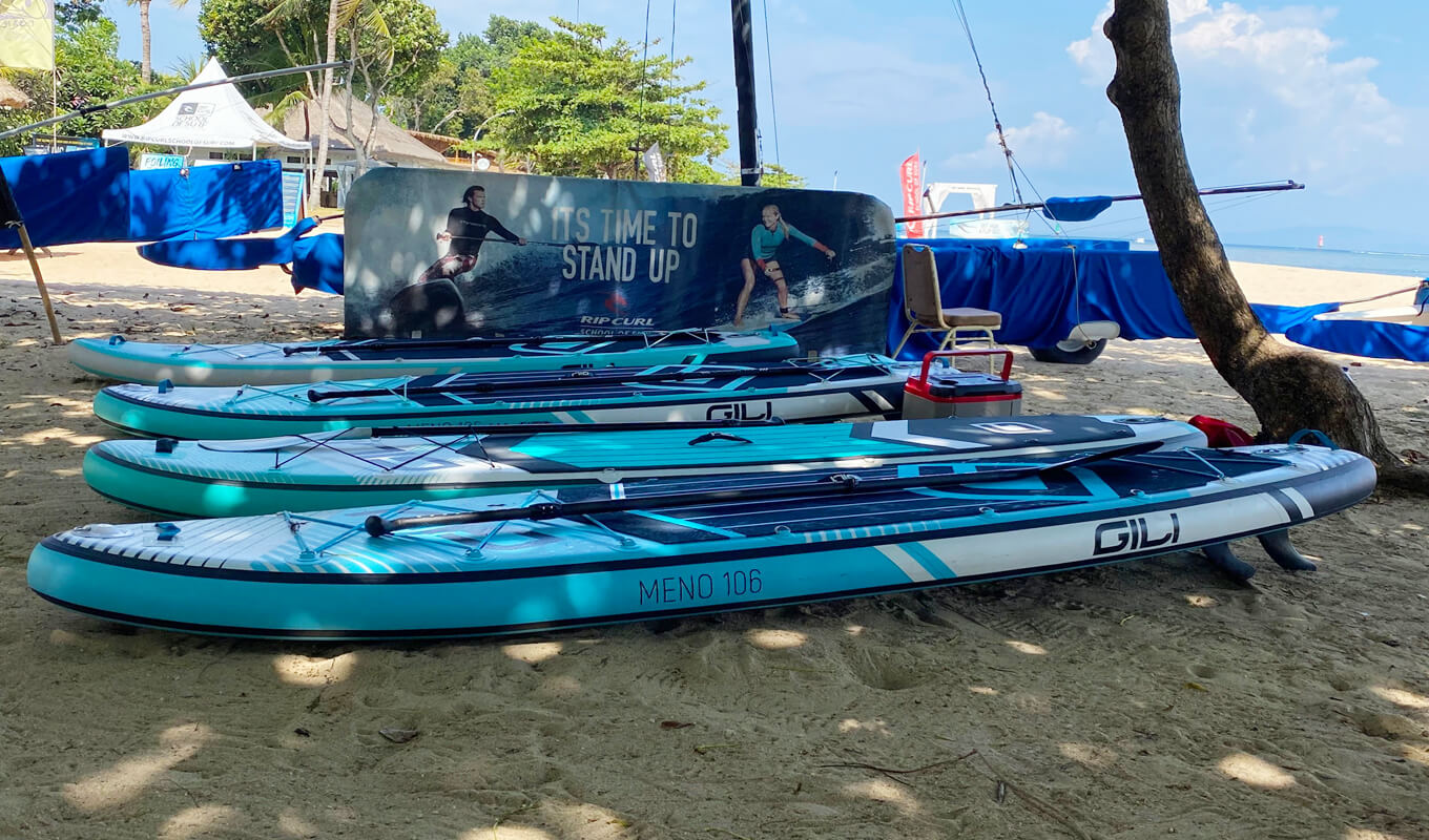Gili inflatable paddle boards near the beach