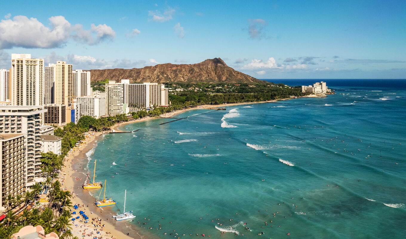 Aerial view of Waikiki bay