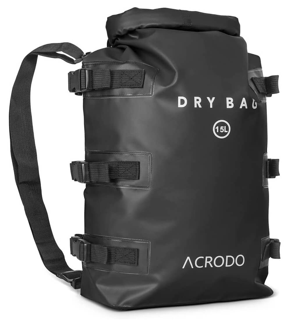 Acrodo schwimmender, wasserdichter Trockensack-Rucksack, Schwarz