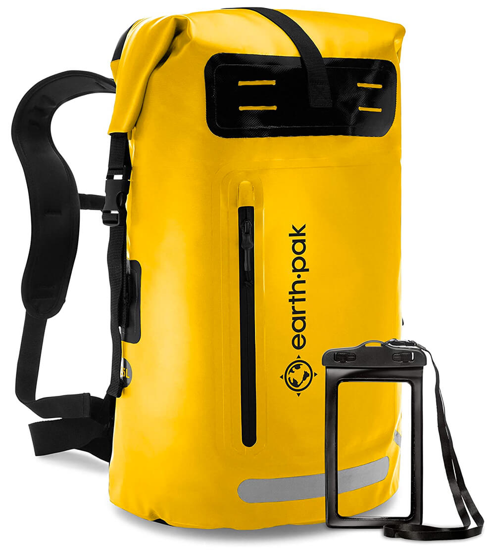 Earth Pak Waterproof Backpack, Yellow