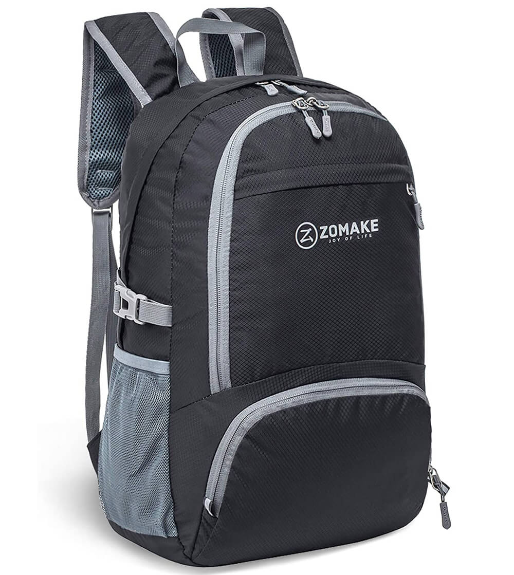 Zomake Packable Hiking Water Resistant Backpack, Black