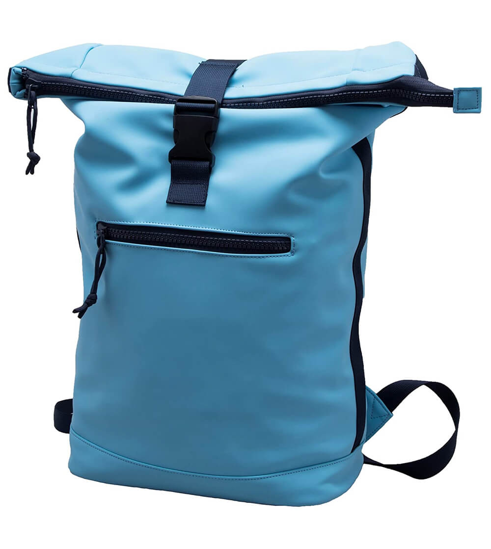 Xray erweiterbarer wasserdichter Laptop-Rucksack mit Rolltop blau