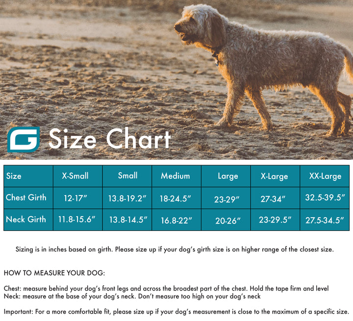 Dog life jacket size chart