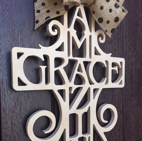 Monogram Lane Amazing Grace Cross Painted White
