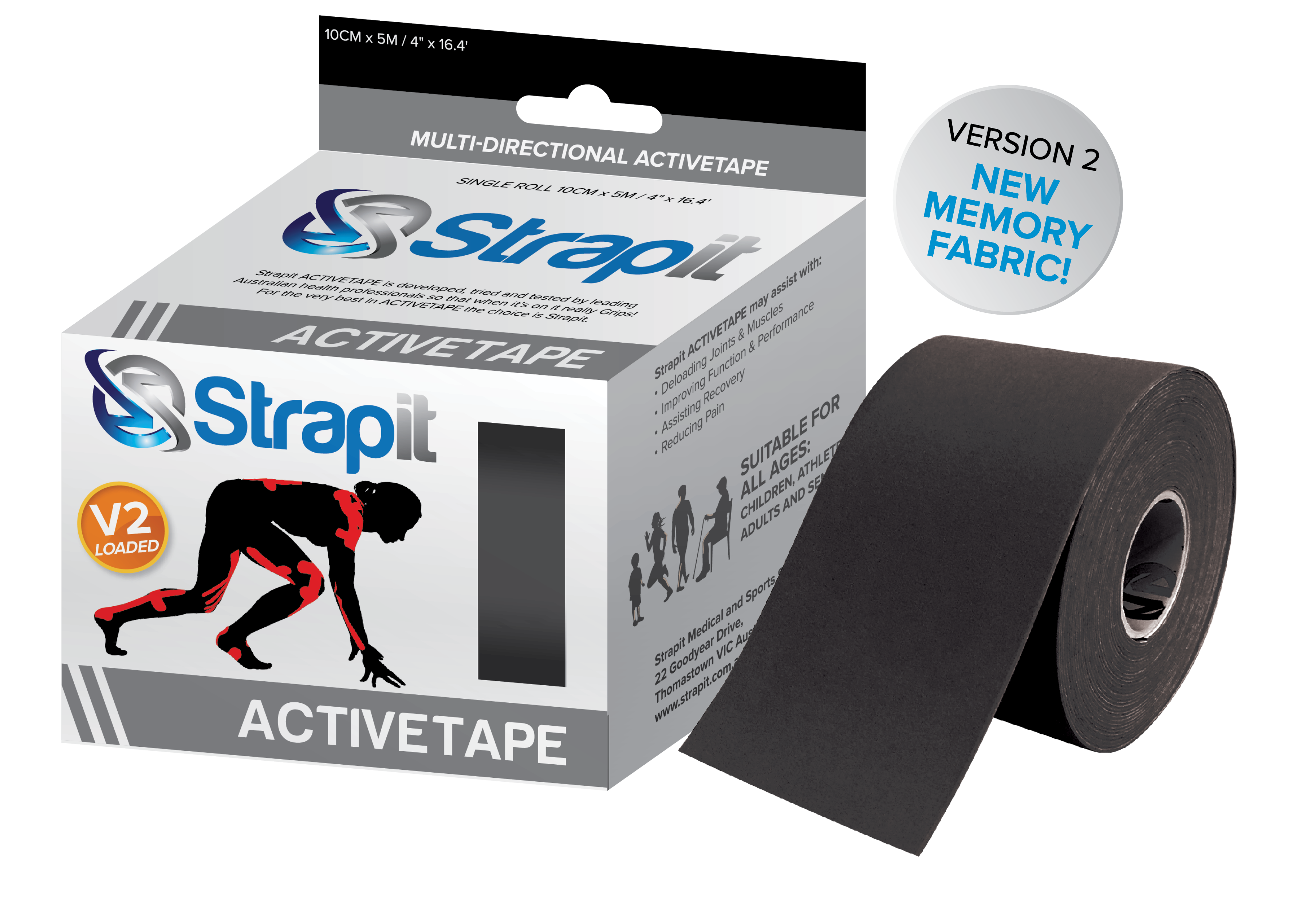 STRAPIT ACTIVETAPE VERSION 2 - BLACK COLOR 4" x 5.5 YDS - STRAPIT product image