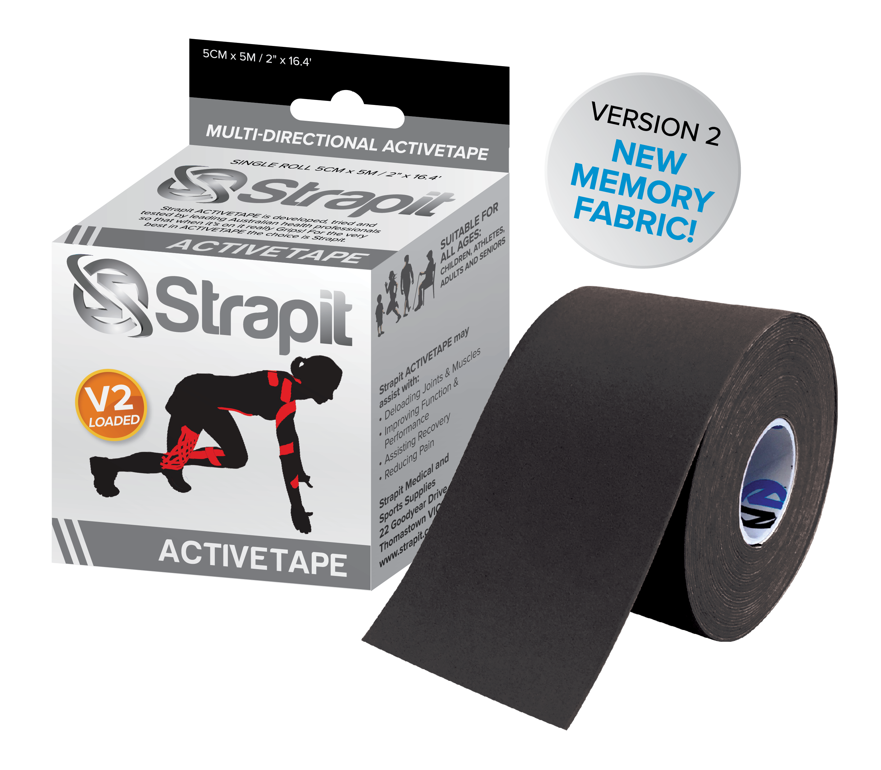 STRAPIT ACTIVETAPE VERSION 2 - BLACK COLOR 2" x 16.4' - STRAPIT product image