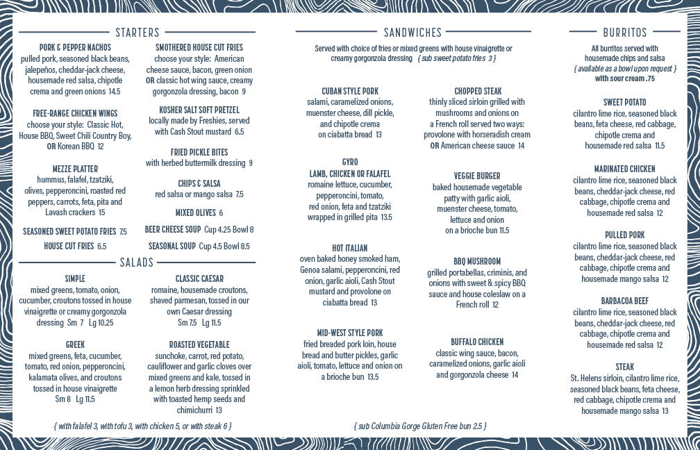 Everybody's Brewing Food Menu