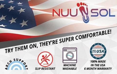 NuuSol Features, Arch Support, Slip Resistant, Machine Washable, Made In USA