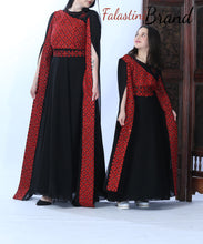 Girl Palestinian Black Wardeh Cloche Embroidered Dress