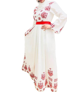 white and red embroidered dress