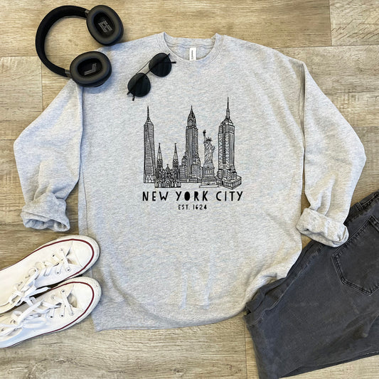 - - Unisex Heather T-Shirt Skyline Hoodie York Gray New (NYC) City