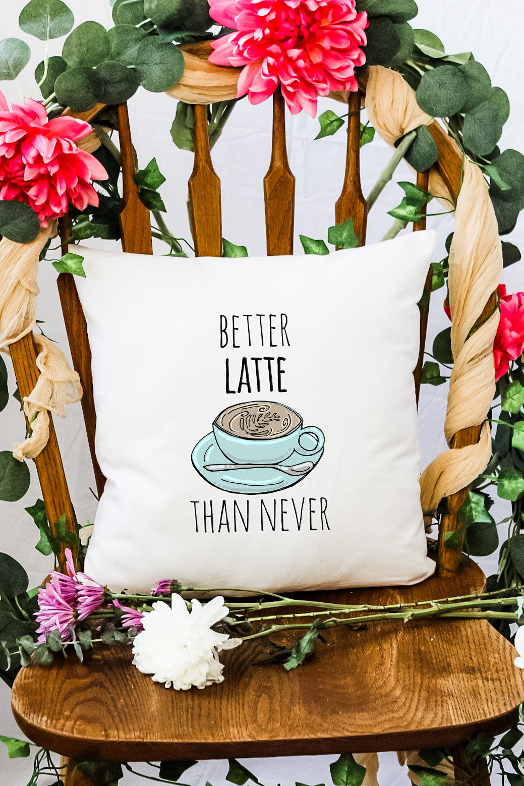 Better Latte Than Never - Decorative Throw Pillow - MoonlightMakers