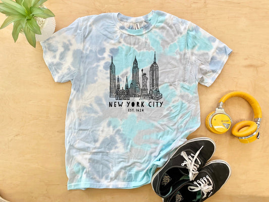 Gray York City (NYC) Unisex Hoodie Heather Skyline T-Shirt New - -