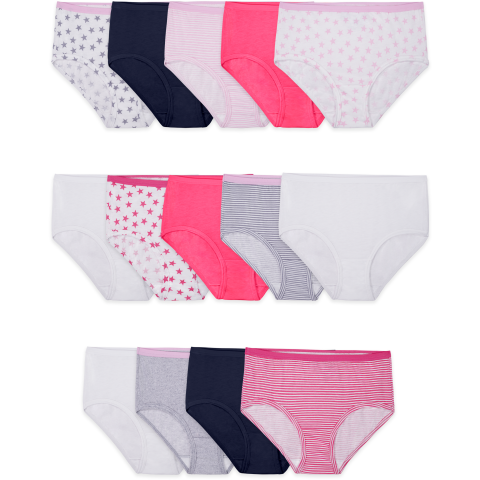 Fruit Of The Loom Girls Assorted Color Panty Briefs Size -10