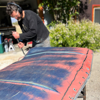 Jarrod dismantlimng hood to make joyride jewelry