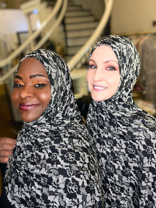 Limited Edition Printed Jersey Hijab: Senorita Lace